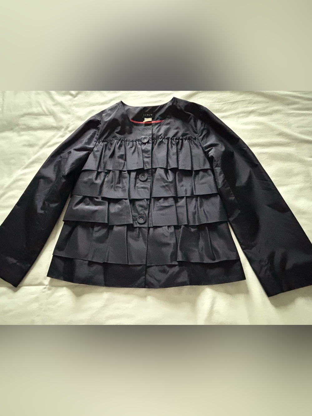 RARE! EUC! J.Crew Silk Tiered Ruffle Blazer